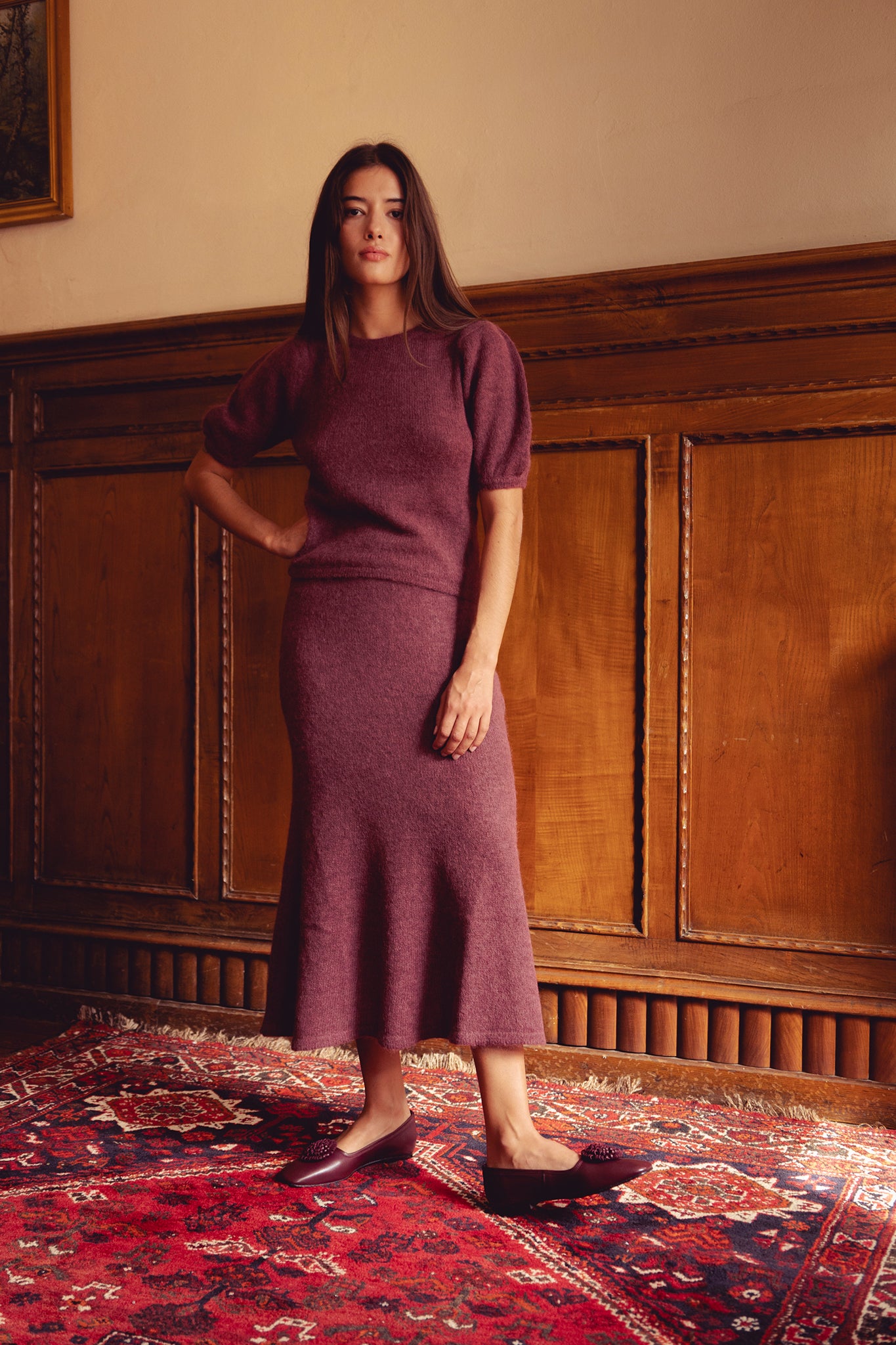 MARSHA POMPOM BALLERINAS, MERLOT