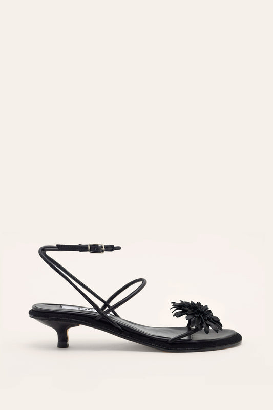 CHRISTA FLORAL SANDALS, BLACK