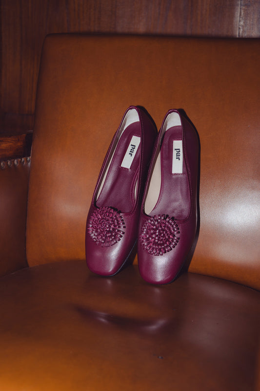 MARSHA POMPOM BALLERINAS, MERLOT