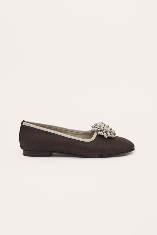 MARSHA POMPOM BALLERINAS, CHOCOLATE & CREAM