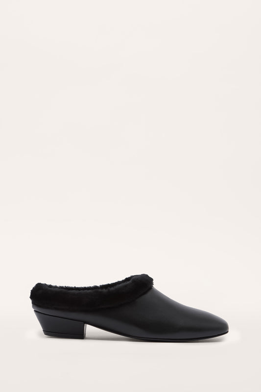 MATU FURRY MULES, BLACK